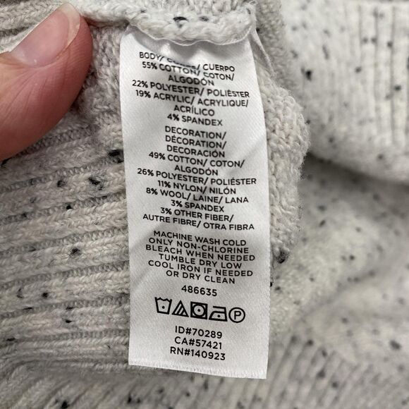 LOFT Penguin Sweater Womens Small Gray Crewneck Knit Pullover Speckled - Picture 7 of 8